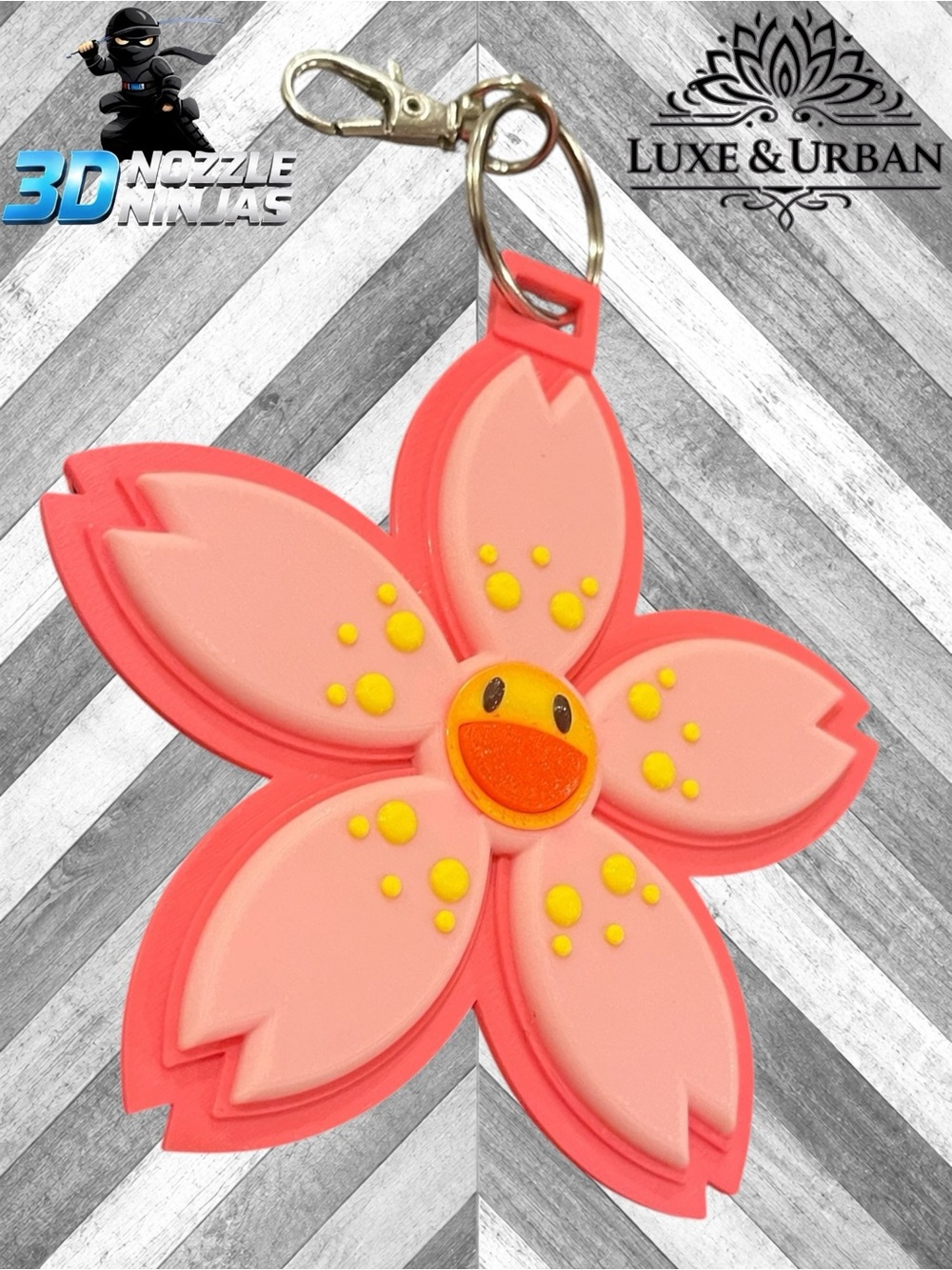 ๐ชท 3d Handcrafted LV Cherry Blossom Flower Keychain- Large